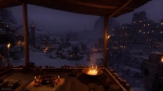 Fantasy Medieval Winter Night Ambience  Blizzard Crackling Fire Owl Calming Nature Sounds [upl. by Greg356]