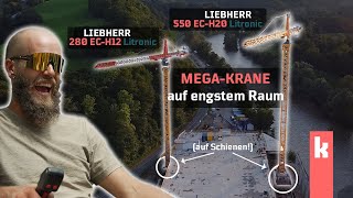 MEGAKRANE auf engstem Raum  Montage eines Liebherr 550 ECH20 und eines 280 ECH12 auf Schienen [upl. by Nylhsoj]