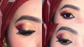 Purple Golden Glitter Cut Crease Eye Makeup Tutorial [upl. by Ginnie]