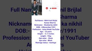 Mumbai ka nikhil DOB Age height weight shortfeed trending viral [upl. by Notfilc760]