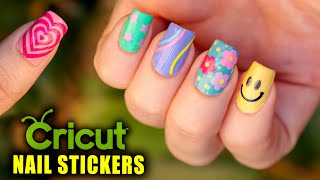 DIY NAIL ART STICKERS USING CRICUT amp PERMANENT VINYL  Lucykiins [upl. by Mckenna626]