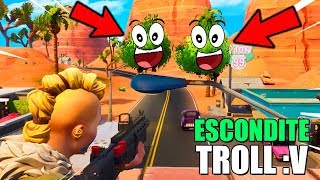 😂😂 TROLLEO EN ESCONDITE DEL NUEVO PATIO DE JUEGOS de FORTNITE Battle Royale MINIJUEGOS [upl. by Acillegna905]