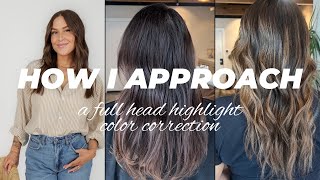 HOW I APPROACH  a full head highlight color correction tutorial [upl. by Nenney]