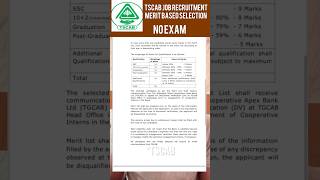 TSCAB JOB RECRUITMENT MERIT BASED SELECTION [upl. by Yblehs719]