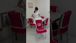 Part 5 set chair cushion tablecloth dining table and chair cover onepiece chair subcover wedding [upl. by Hakon]