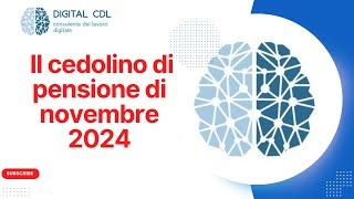 PENSIONI  cedolino di pensione di novembre 2024 [upl. by Aicilram]