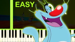 OGGY AND THE COCKROACHES THEME  EASY Piano Tutorial [upl. by Cordi]