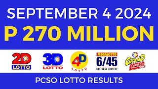 Lotto Result Today 9pm September 4 2024  PCSO Complete [upl. by Rosen443]