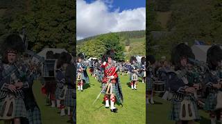 scotlandthebrave as drummajor leads Ballater pipeband on march at 2024 lonachgathering shorts [upl. by Anahcra767]