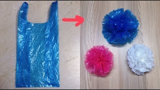 How to make flower with Carry Bags  Plastic Flower  DIY Craft Ideas [upl. by Spiegelman]