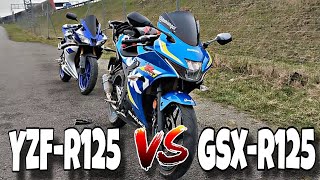 YAMAHA YZFR125 vs Suzuki GSXR 125 DRAG RACE [upl. by Nilloc]