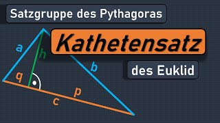 Kathetensatz des Euklid Beispiel Geometrie im rechtwinkligen Dreieck einfach schnell leicht [upl. by Jayme]