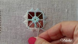 Woven Spider web on Wrapped bars Hardanger embroidery filling [upl. by Taryn]