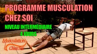 Programme musculation maison sur 4 jours  niveau intermédiaire [upl. by Bridgette802]