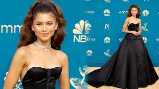 Emmys 2022 Zendaya STUNS In Black Ball Gown amp Diamonds [upl. by Joash114]