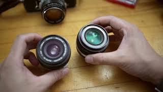 Olympus OM GZuiko 28mm F35 vs Zuiko MC 28mm F28  A Physical Comparison [upl. by Krauss633]