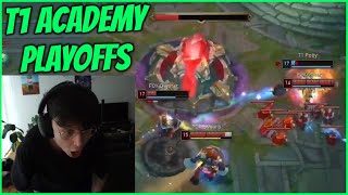 Caedrel Reacts To Crazy Ending Of T1 Academy 1st Playoffs Series [upl. by Aihtenyc]