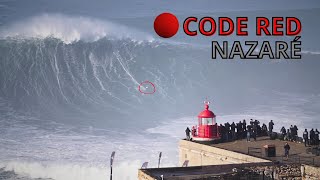 RED CODE at NAZARÉ Nazaré Biggest Swells nazare bigwavesurfing redcode [upl. by Ledba]