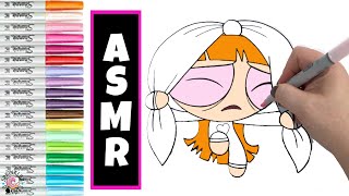 Speed Coloring ASMR SOUNDS Powerpuff Girls Blossom Coloring Book Page  NO Talking [upl. by Nimar]