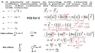 A particle of mass m moving with velocity u collides with the mass 3m which is at rest elastically [upl. by Rebhun]