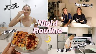 OUR HEALTHY NIGHT TIME ROUTINE 2020 Dinner Get Unready Face Masks Relaxing Mescia Twins [upl. by Sandye]