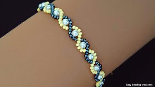 Simple bracelet pattern for beginner beaders Diy bracelet [upl. by Eiramanitsirhc]