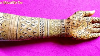 Intricate Bridal Henna Mehndi Design  Front Hand Beautiful Dulhan Mehndi Design [upl. by Crispas]