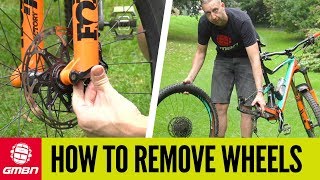 How To Remove And Replace Your Mountain Bike Wheels  MTB Maintenance [upl. by Airbmat844]