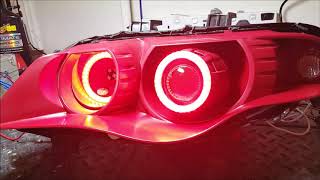 MG ZSRover 45 Custom Projector Upgrade Headlights with RGB Angel EyesHalo Rings [upl. by Subocaj]