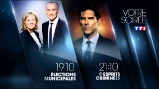 Ba Election Municipale 19h10  Esprits Criminel 21h10  LAmour Sans Preavis ce soir HD1 TF1 [upl. by Gonzalo675]