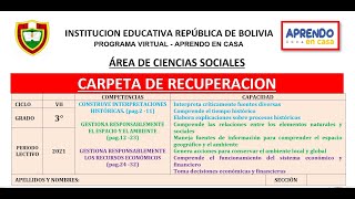 CARPETA DE RECUPERACION  CCSS VII CICLO  3ERO  2021 [upl. by Bein]