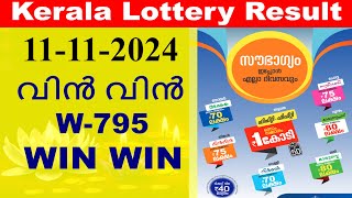 Kerala lottery result today Win Win W795 11112024 [upl. by Helas]