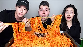 10 Packs Spicy Fire Noodle Challenge With Zach Choi And Stephanie Soo • MUKBANG [upl. by Eeresid171]