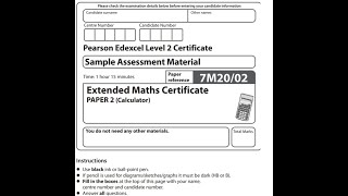 Pearson Edexcel Level 2 Extended Maths Sample 2 [upl. by Angie]