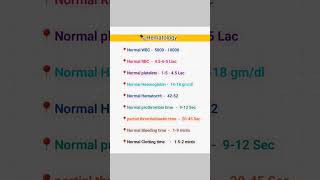 Hematology Normal Values chart  what are normal hematology values [upl. by Ecienahs]