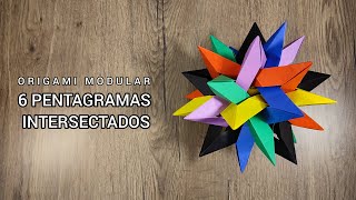 6 PENTAGRAMAS INTERSECTADOS  ORIGAMI MODULAR  ORIGAMIK [upl. by Sholes573]