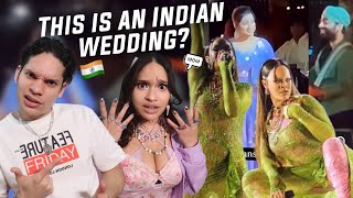 So Indian Weddings are nutsLatinos react to Arijit Singh Shreya Ghoshal amp Rihanna Ambani Wedding [upl. by Atinuahs]