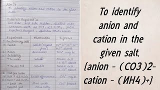 Salt analysis To identify anion and cation in the given salt anion  CO32 and cation NH4 [upl. by Byrdie413]