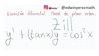 26 ytanxycos2x Ecuación diferencial lineal de primer orden Método del factor integrante [upl. by Hildagarde904]