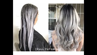 FULL TUTORIAL how to babylights balayage on blackdark hair  bleach wash  color melt tone [upl. by Euqinimod]