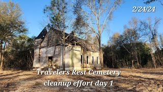 February 24 2024 Travelers Rest Cemetery Montezuma GA Cleanup effort day 1 [upl. by Olsewski]