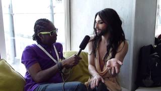 Interview Conchita Wurst Austria  London Eurovision Party 2014  wiwibloggs [upl. by Cleon]