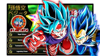 DOMINANT EZA PHY LR BLUE KAIOKEN GOKU amp EVO VEGETA RAINBOW MAX LEVEL LINKS DBZ Dokkan Battle [upl. by Cock]