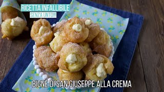 BIGNÈ DI SAN GIUSEPPE ALLA CREMA GONFI E SENZA UNTO  Ricetta Facile  Chiarapassion [upl. by Mieka886]