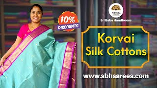 Exclusive Korvai Silk Cotton Saree Collections 14032024 [upl. by Kitti]