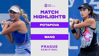 Anastasia Potapova vs Wang Qiang  2022 Prague Semifinal  WTA Match Highlights [upl. by Adall318]