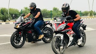 Bajaj PULSAR RS 200 VS YAMAHA R15 DRAG RACE [upl. by Acinorev]