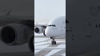 Emirates Airline Airoplan Beautifull Flight taking off in snow winter viralvideo flight aviation [upl. by Maeve]