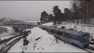 Sweden Stockholm Skärmarbrink subway ride to Medborgarplatsen [upl. by Terryl154]