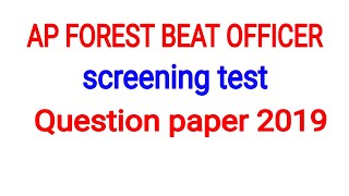 ap forest beat officer screening test question paper  ap latest notification fbo question paper [upl. by Niajneb]